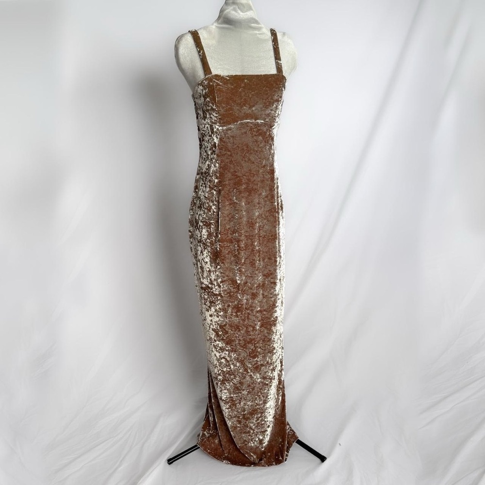 vintage 90s velvet maxi slip dress in peach cream